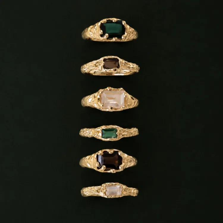 klar quartz ring i forgylt messing - Eliné