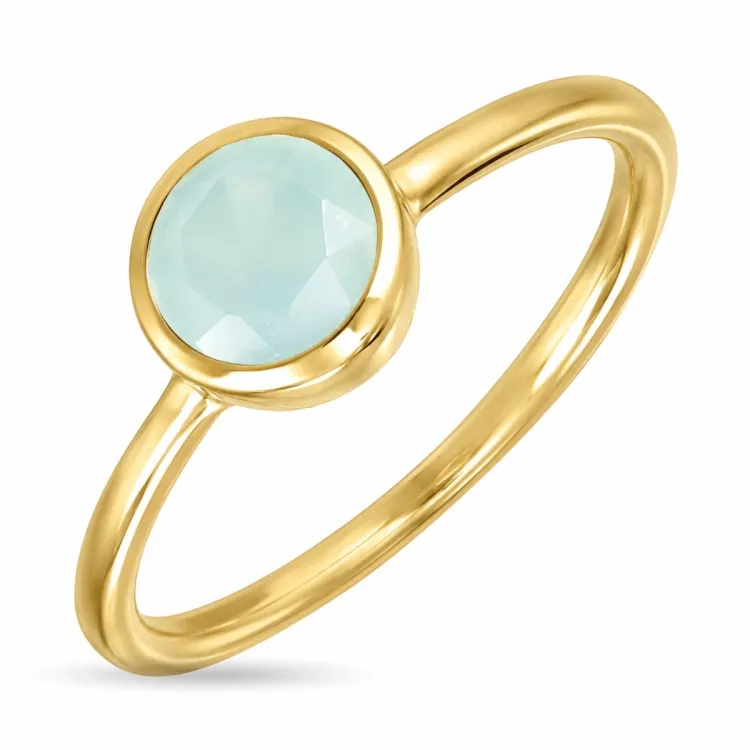 aqua krystall ring i forgylt messing - Loom Stones