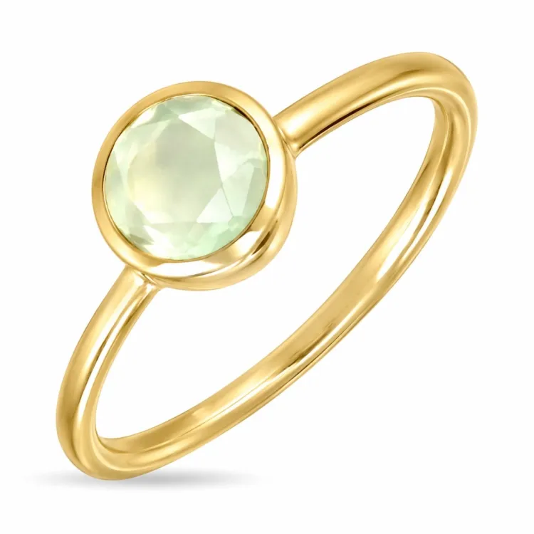 lysegrønn krystall ring i forgylt messing - Loom Stones