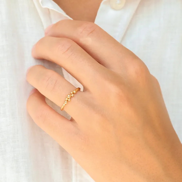 kule ring i forgylt messing - Bubbly Pure