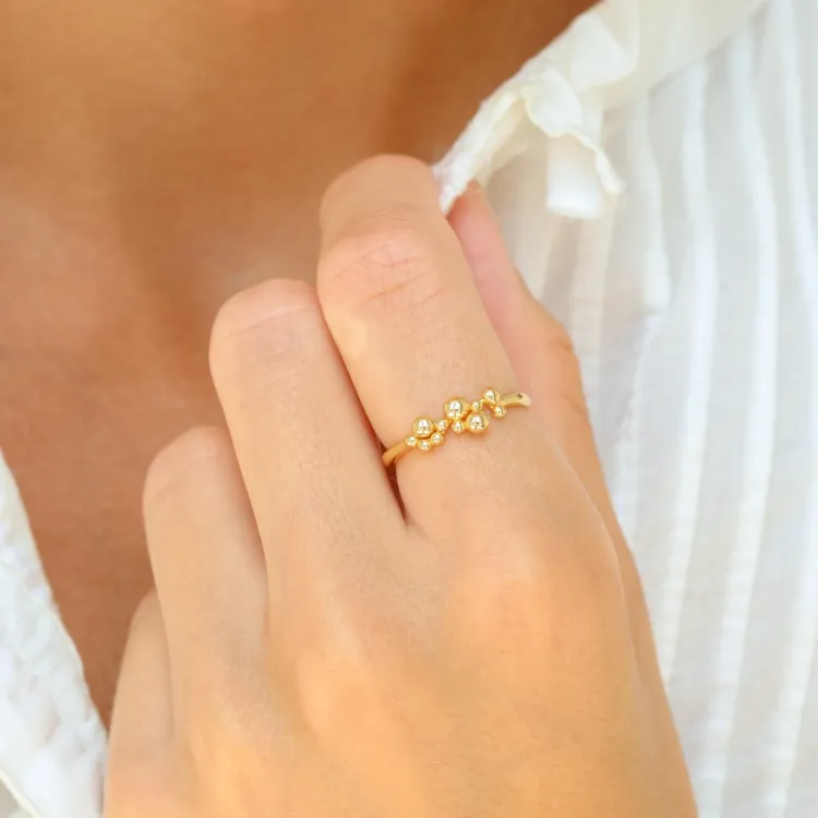 kule ring i forgylt messing - Bubbly Pure