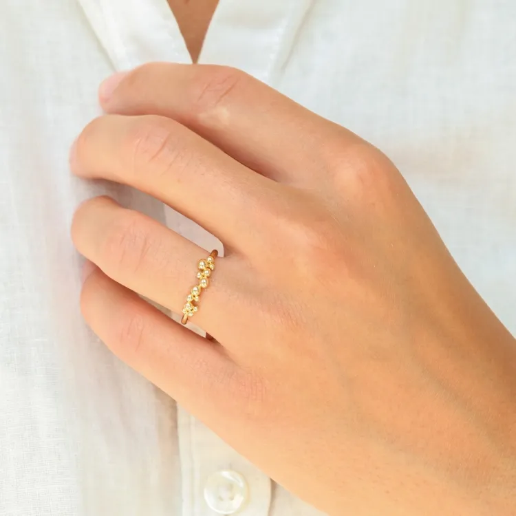 kule ring i forgylt messing - Bubbly Pure