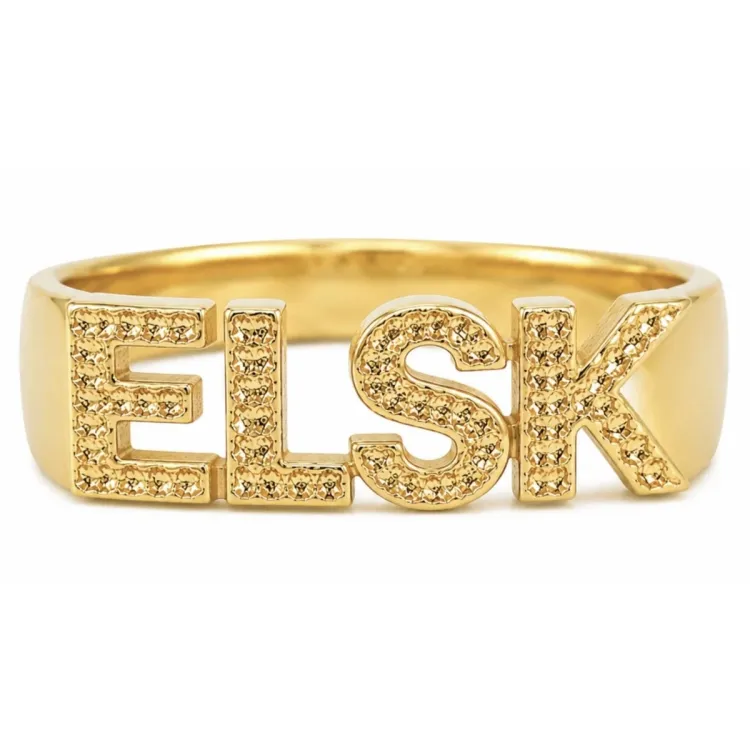 elsk ring i forgylt messing