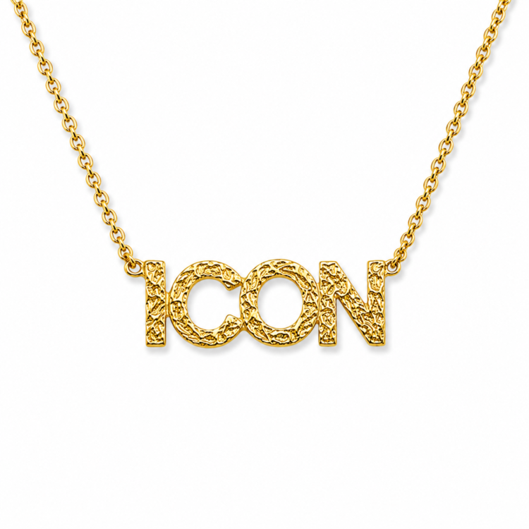 icon halskjede i forgylt messing