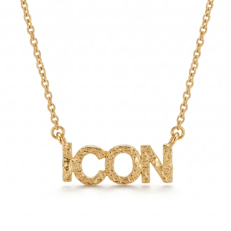 icon halskjede i forgylt messing