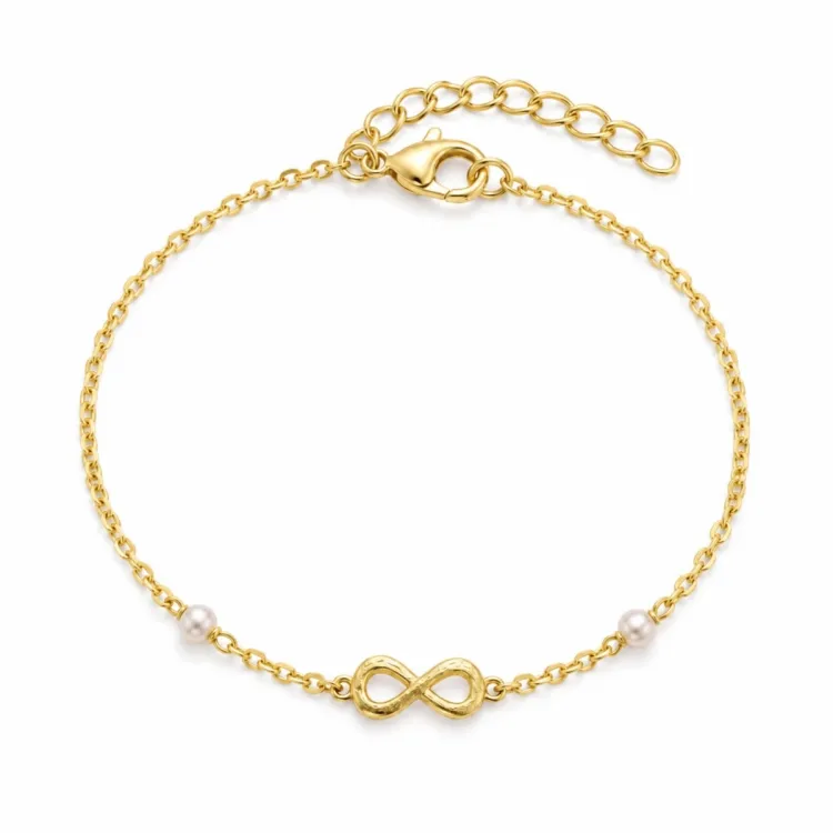 infinity perle armbånd i forgylt messing - Eliné