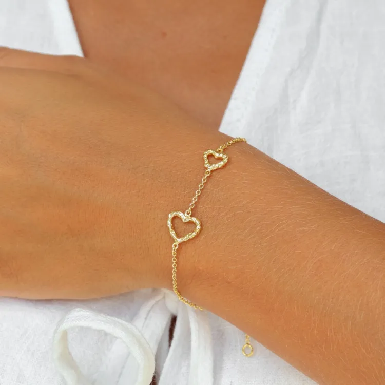 hjerte armbånd i forgylt messing - Eliné