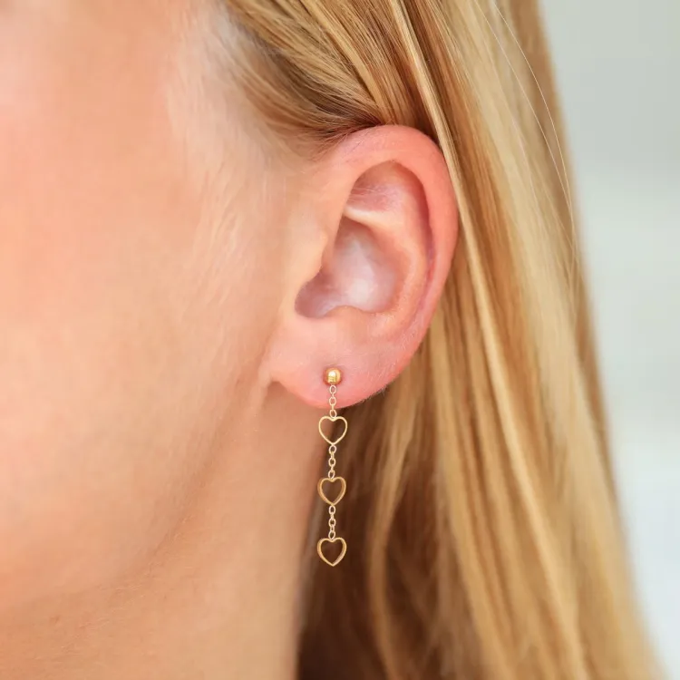 vanntette hjerte øredobber i forgylt stål - OCEANA