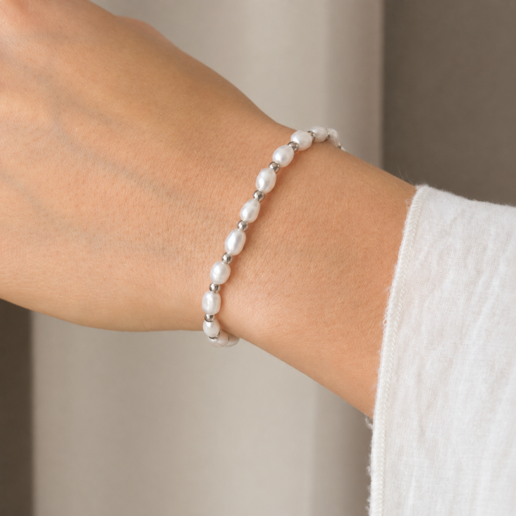 vanntett perle armbånd i stål - OCEANA