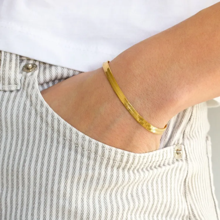 vanntett armbånd i forgylt stål  x 4,0 mm  - OCEANA