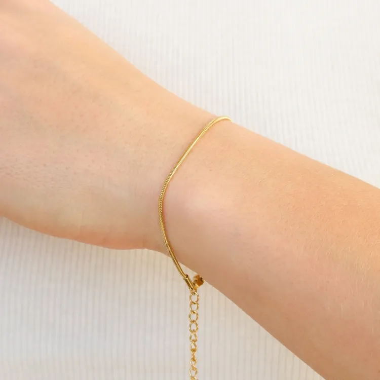 vanntett armbånd i forgylt stål 15 cm + 4 cm x 1,0 mm  - OCEANA