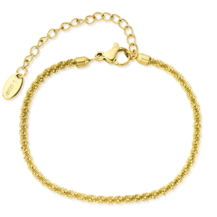 vanntett armbånd i forgylt stål 15 + 5 cm x 2 mm  - OCEANA