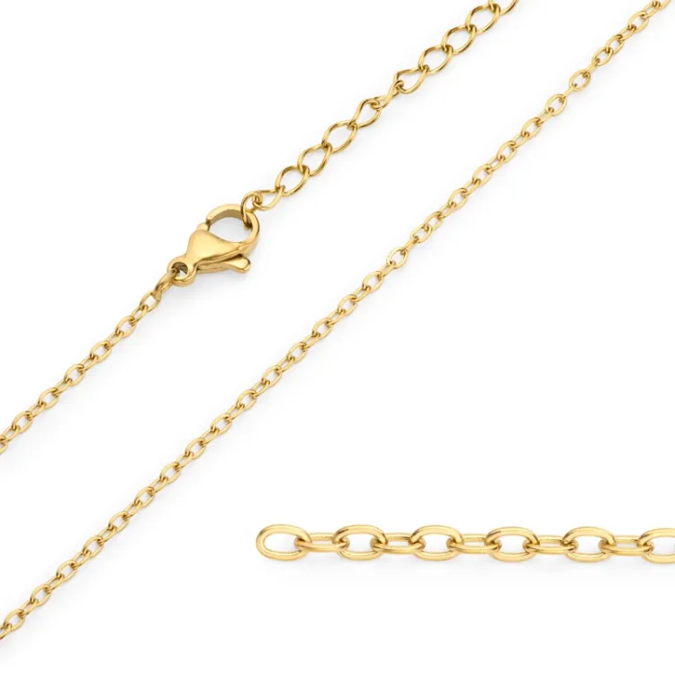 vanntett halskjede i forgylt stål 38 + 7 cm x 1,3 mm  - OCEANA
