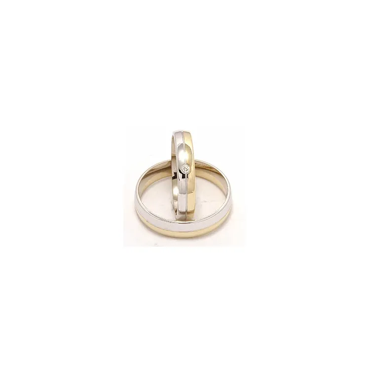 Tofarget gifteringer i 14 karat gull og hvitt gull 0,025 ct - par