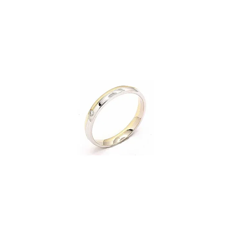 Smal Tofarget giftering i 14 karat gull og hvitt gull 1 x 0,025 ct