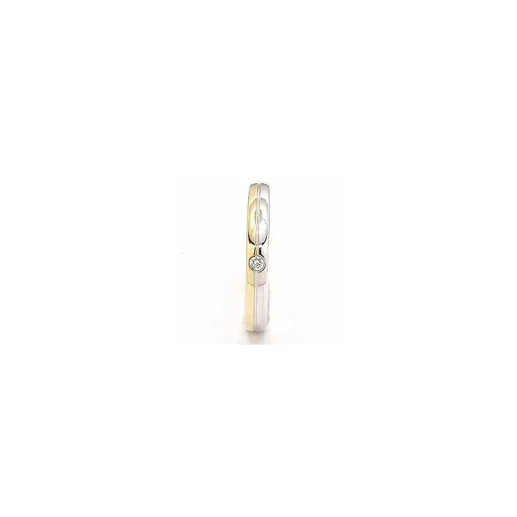 Smal Tofarget giftering i 14 karat gull og hvitt gull 1 x 0,025 ct