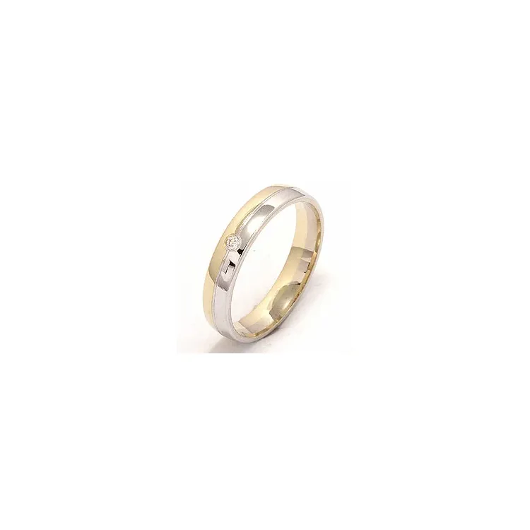Tofarget dame giftering i 14 karat gull og hvitt gull 0,025 ct
