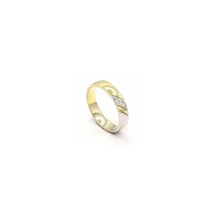 Giftering i 14 karat gull og hvitt gull 3 x 0,008 ct