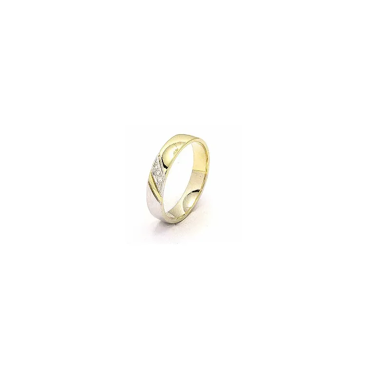 Giftering i 14 karat gull og hvitt gull 3 x 0,008 ct