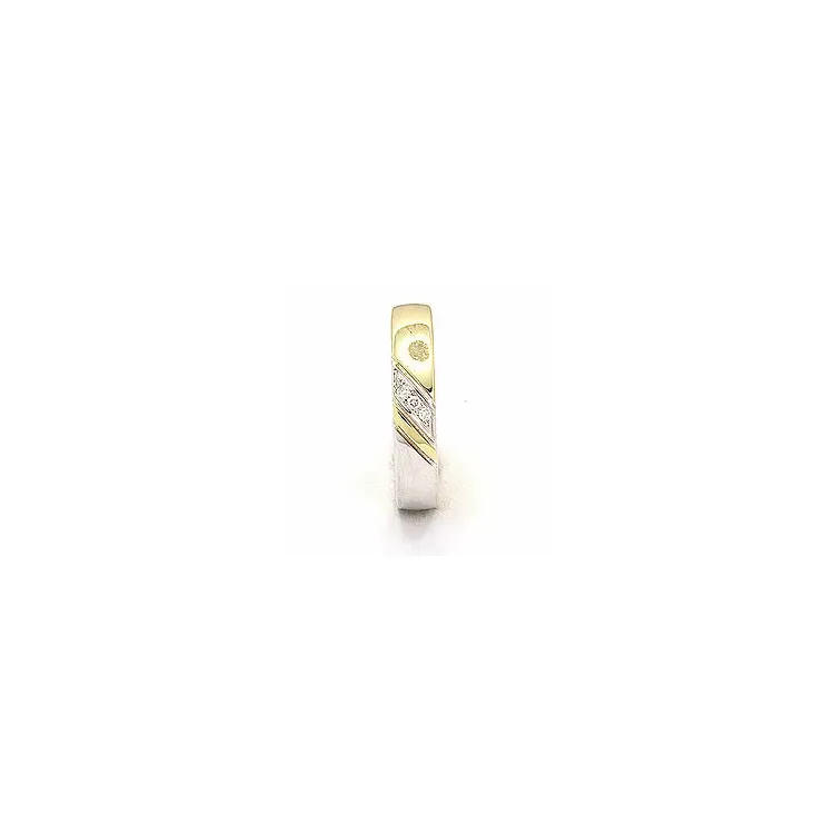 Giftering i 14 karat gull og hvitt gull 3 x 0,008 ct