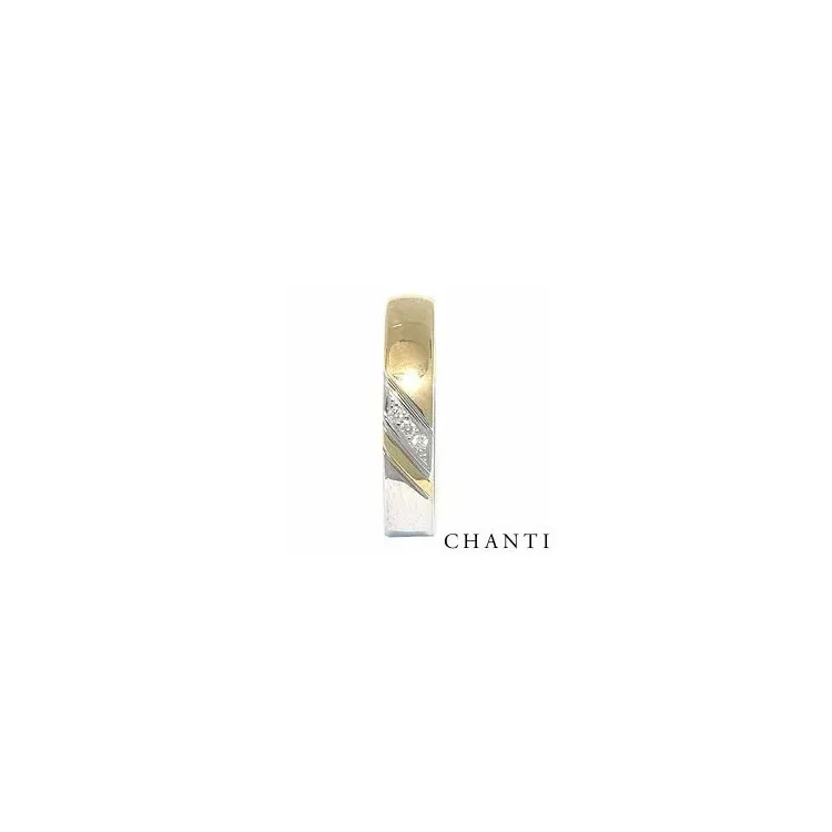 Giftering i 14 karat gull og hvitt gull 3 x 0,008 ct