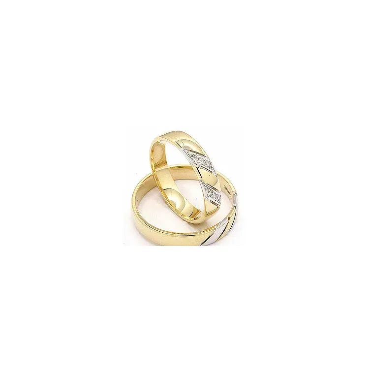 Tofarget gifteringer i 14 karat gull og hvitt gull 6 x 0,008 ct - par
