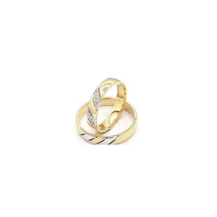 Tofarget gifteringer i 14 karat gull og hvitt gull 6 x 0,008 ct - par