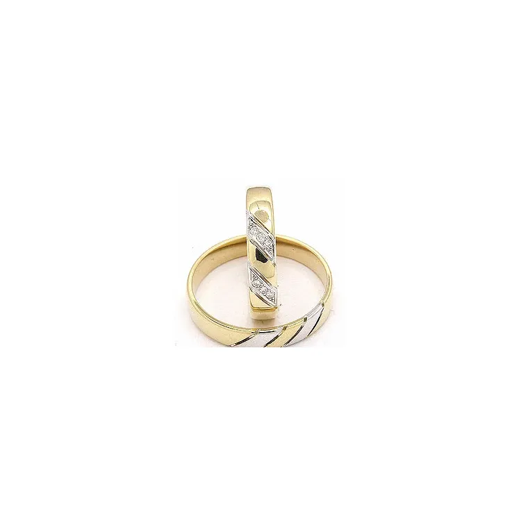 Tofarget gifteringer i 14 karat gull og hvitt gull 6 x 0,008 ct - par