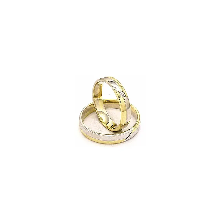 Gifteringer i 14 karat gull og hvitt gull 0,025 ct - par