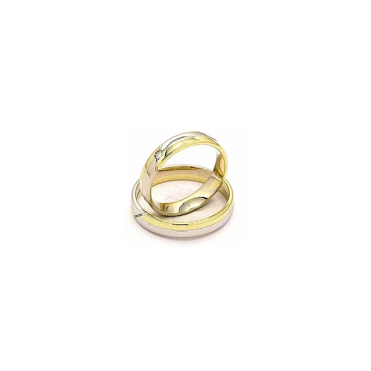 Gifteringer i 14 karat gull og hvitt gull 0,025 ct - par