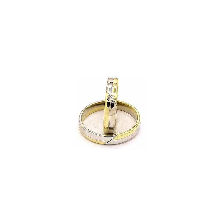 Gifteringer i 14 karat gull og hvitt gull 0,025 ct - par