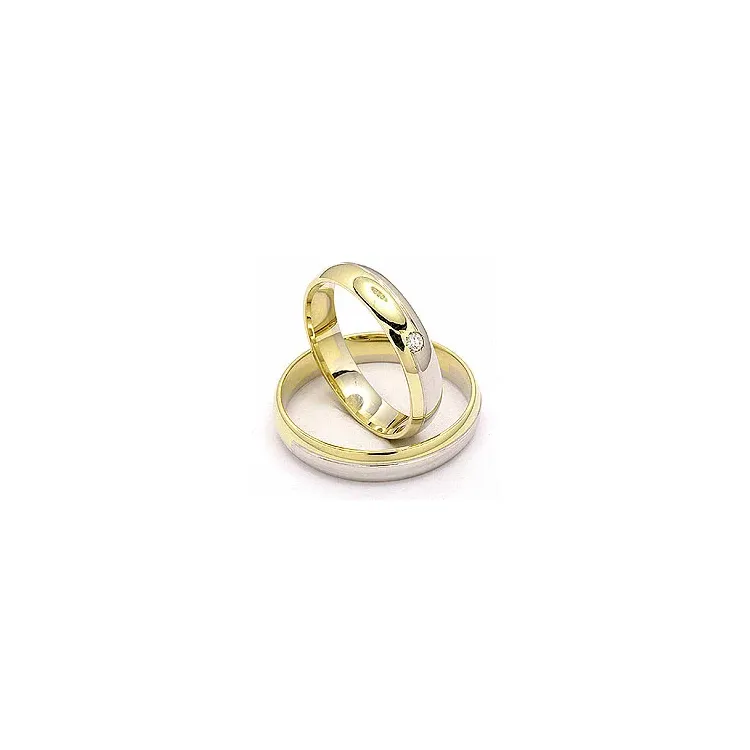 Gifteringer i 14 karat gull og hvitt gull 1 x 0,025 ct - par