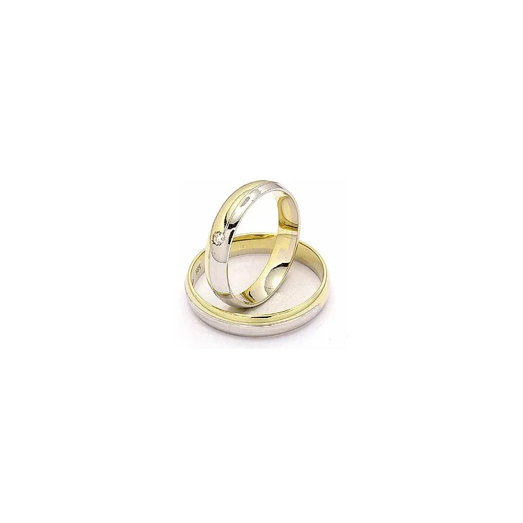 Gifteringer i 14 karat gull og hvitt gull 1 x 0,025 ct - par