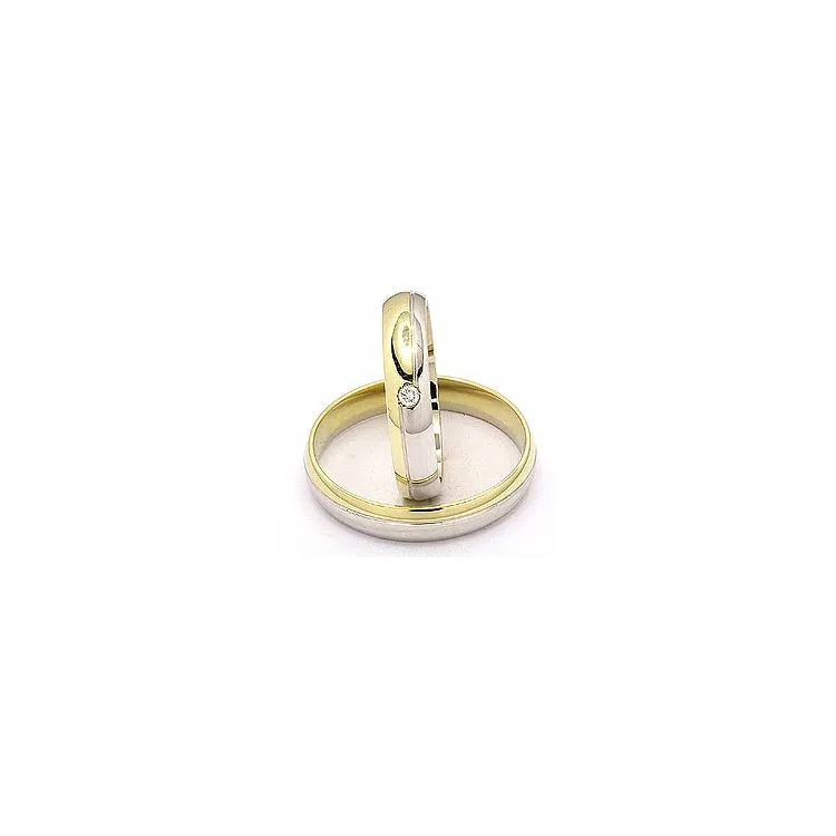 Gifteringer i 14 karat gull og hvitt gull 1 x 0,025 ct - par
