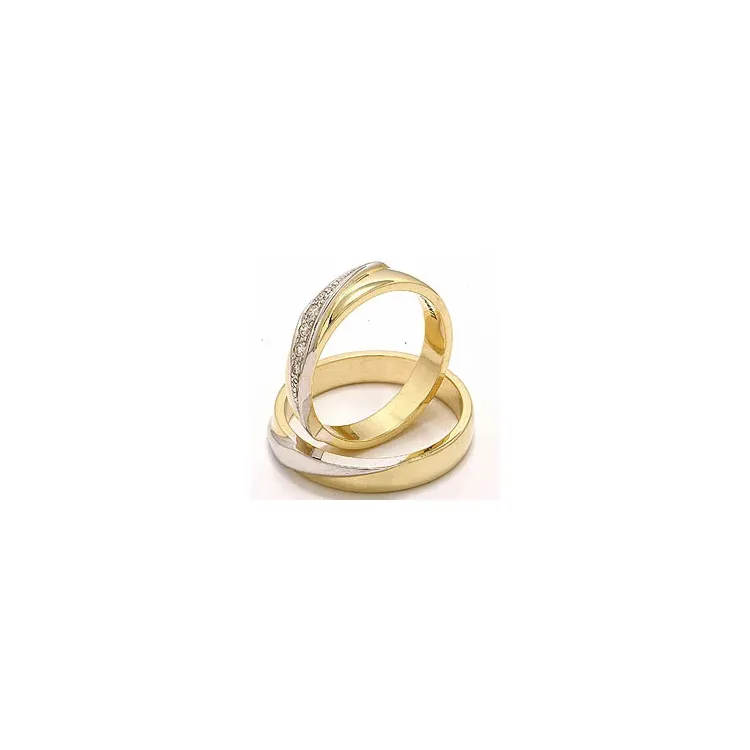 Tofarget gifteringer i 14 karat gull og hvitt gull 0,08 ct - par