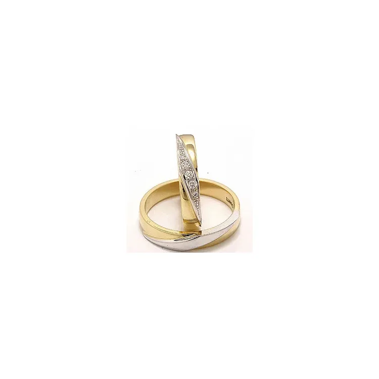 Tofarget gifteringer i 14 karat gull og hvitt gull 0,08 ct - par