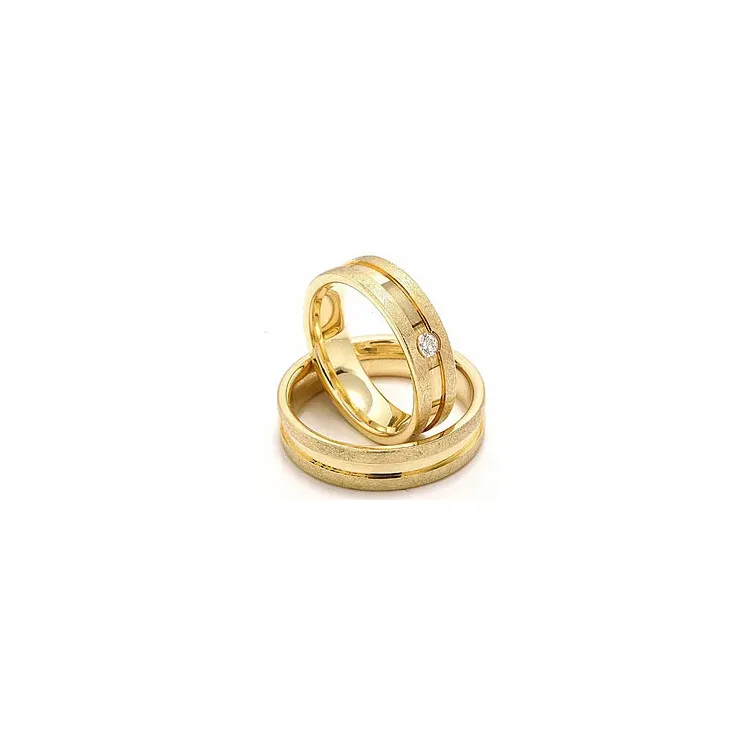 Gifteringer i 14 karat gull 0,07 ct - par