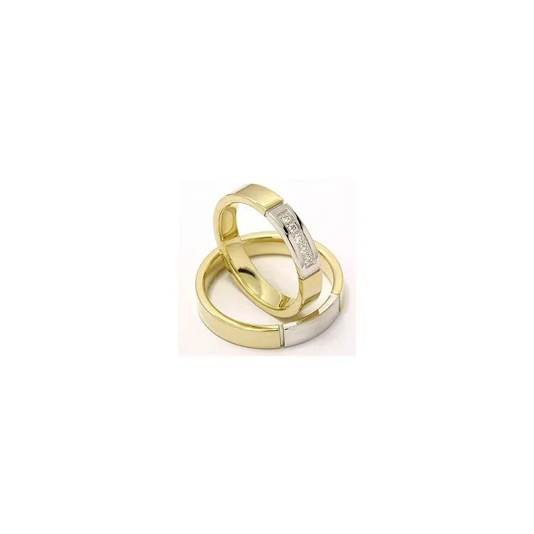Gifteringer i 14 karat gull og hvitt gull 0,015 ct - par