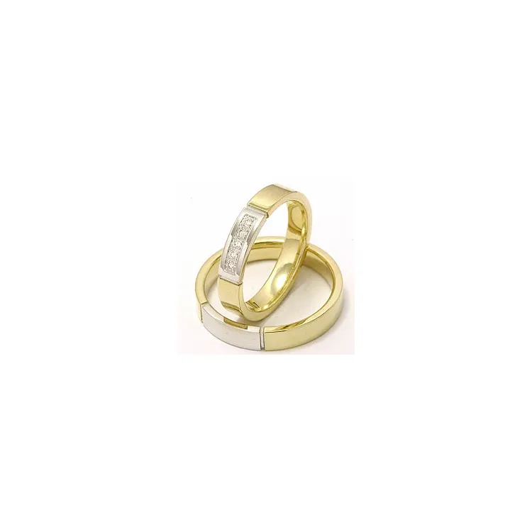 Gifteringer i 14 karat gull og hvitt gull 0,015 ct - par