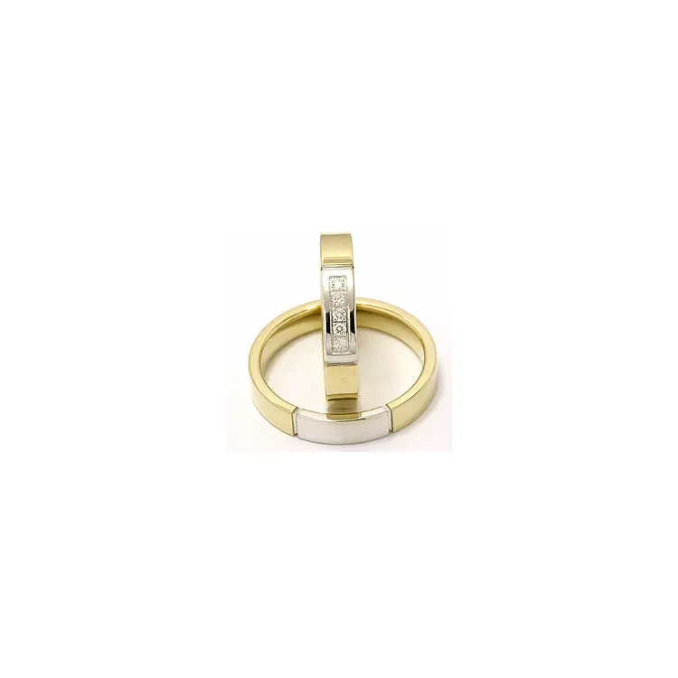 Gifteringer i 14 karat gull og hvitt gull 0,015 ct - par