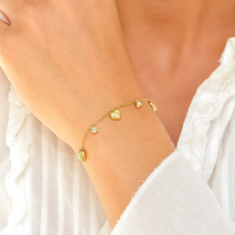 vanntett hjerte armbånd i forgylt stål  x 7,4 mm  - OCEANA