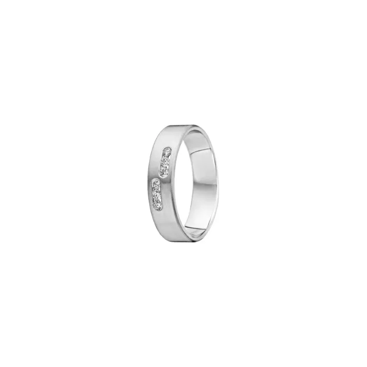 matt diamant giftering i 14 karat hvitt gull 0,025 ct
