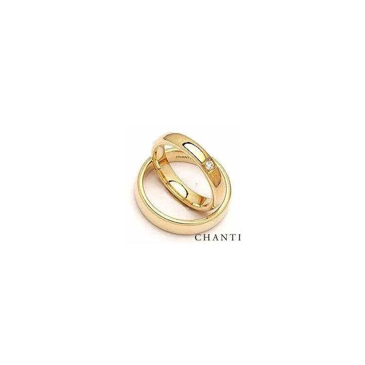 ovale gifteringer i 14 karat gull 0,05 ct - par