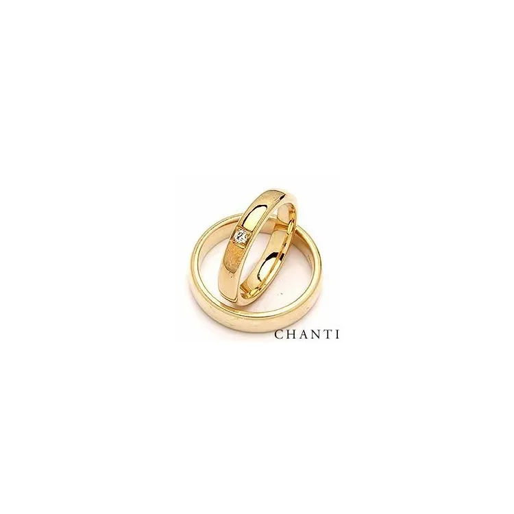 ovale gifteringer i 14 karat gull 0,05 ct - par