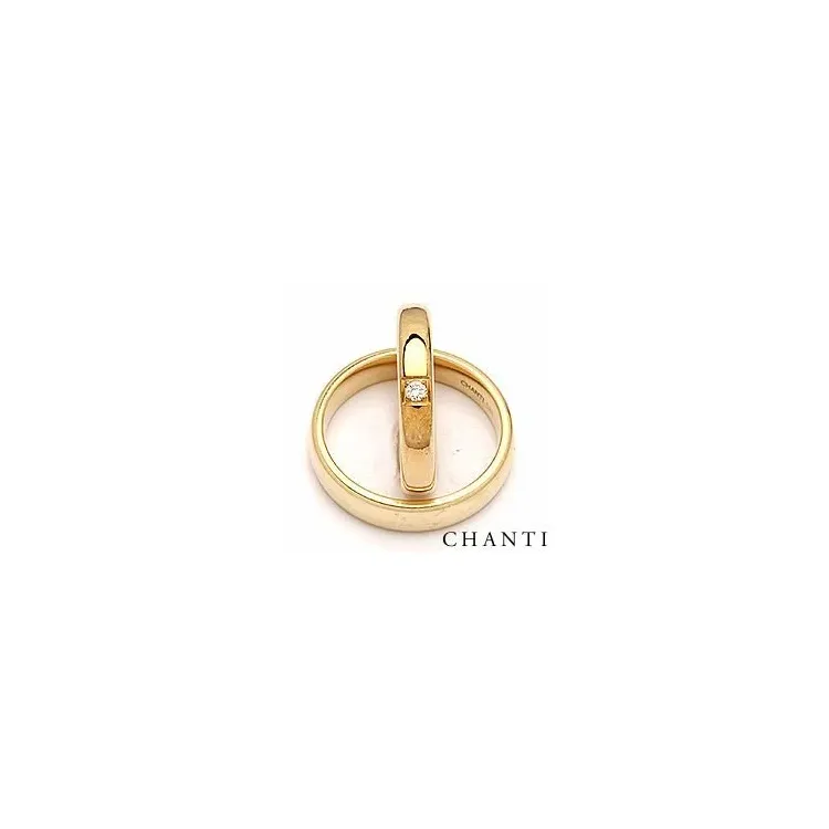 ovale gifteringer i 14 karat gull 0,05 ct - par