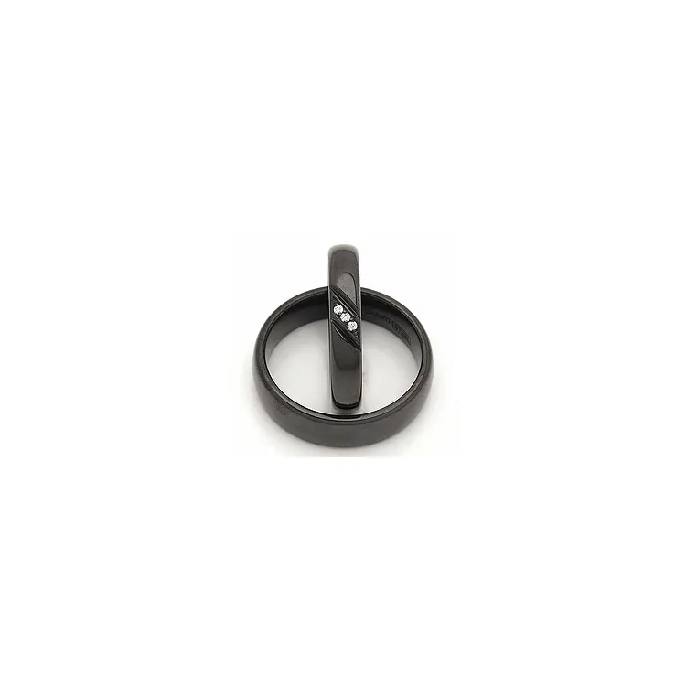 Gifteringer i svart stål 0,045 ct