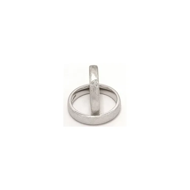 Strukturert hjerte gifteringer i 14 karat hvitt gull 0,030 ct - par