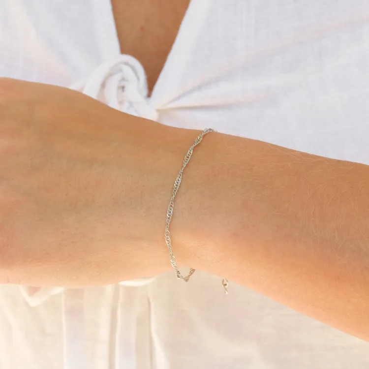 vanntett singapore armbånd i stål  x 2,0 mm  - OCEANA