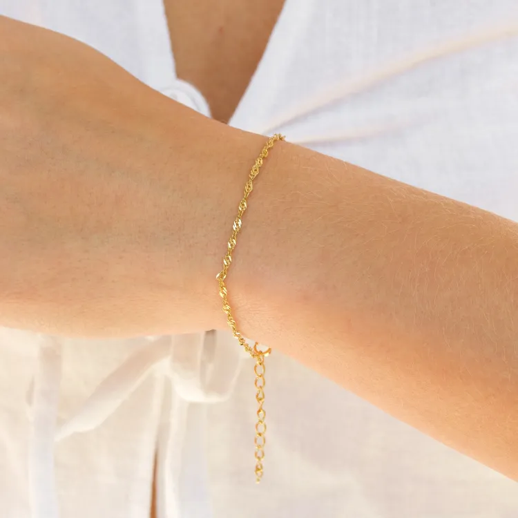 vanntett singapore armbånd i forgylt stål  x 2,0 mm  - OCEANA