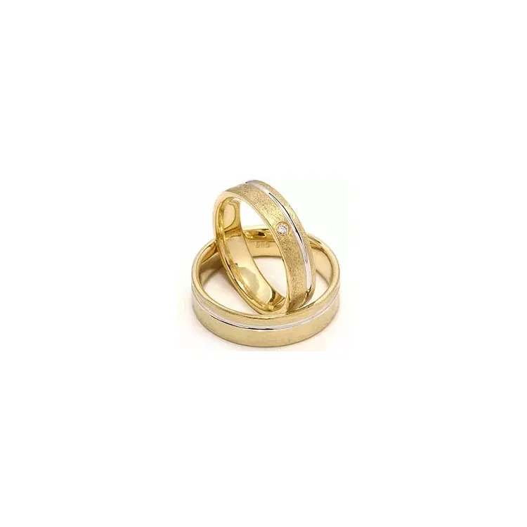 Tofarget gifteringer i 14 karat gull og hvitt gull 0,025 ct - par